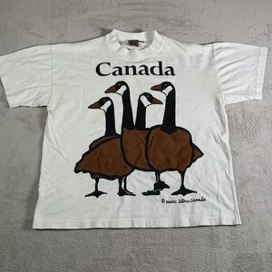 Vintage Marc Tetro Canada Geese Shirt Mens S M White Tourist Graphic 90s